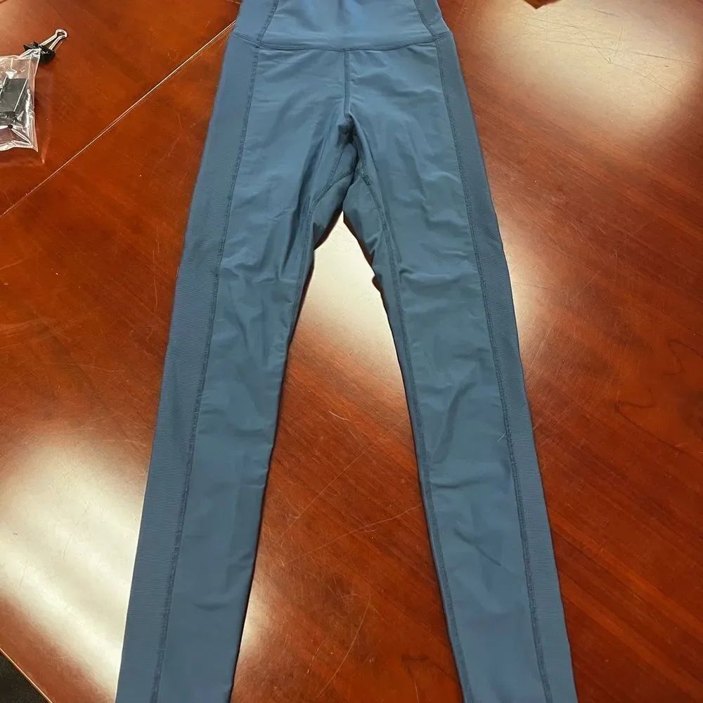 Spiritual Gangster High Rise Side Ribbed Leggings Slate Blue sz XS EUC